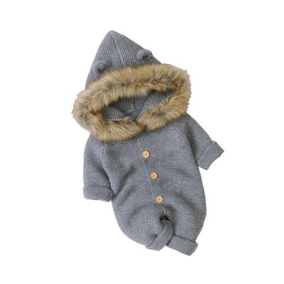 China Polyester/Cotton Hot Selling Children's Clothing Polyester/Cotton Hot Selling Children's Clothing Polyester/Cotton Baby Knitted Jumpsuit Collar Wool Hooded Baby Romper for sale