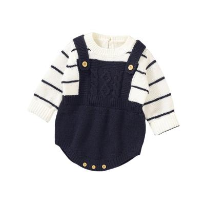 China Hot Selling 100% Soft Infant Baby Climbing Suit Baby Winter Cotton Toddler Romper One Piece Newborn Clothing Knit Sweater Romper for sale