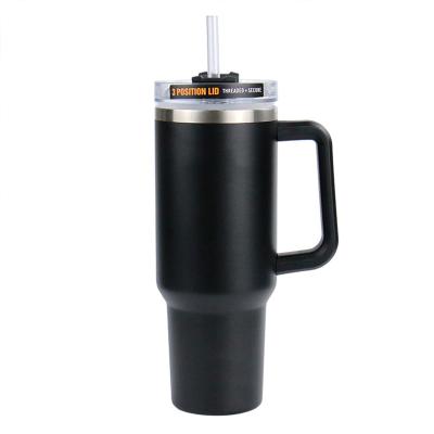 China Free Sample 40oz Double Wall Stainless Steel Tumbler Vacuum Insulated Travel Sustainable Coffee Tumblers With Straw Handle for sale