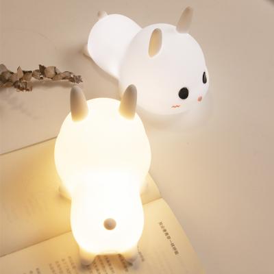 China Cute Eco - Friendly Led Rabbit Silicone Night Light For Kid Bed Room for sale