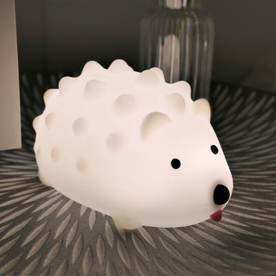 China New Holiday Decoration Gift Silicone Eco-friendly Mini Mood LED Colorful Light USB Rechargeable Hedgehog Kid Night Lamps for sale