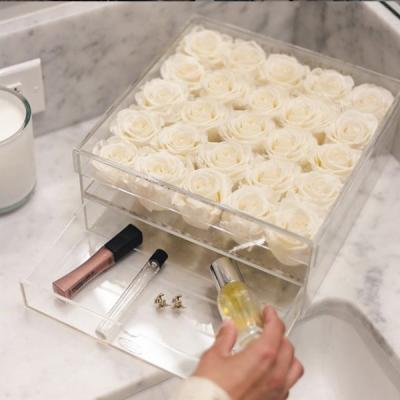 China Vlentines Day Acrylic Box Diy Eternal Natural Long Lasting Immortal Preserved Roses Forever Flower for sale