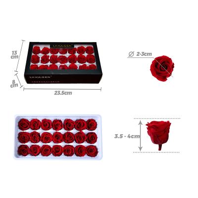 China Factory Hot Sale Wholesale UKIQUEEN Last 3-5 Years Preserved Rose Heads 2-3cm Eternal Roses Preserved Flower Roses for sale