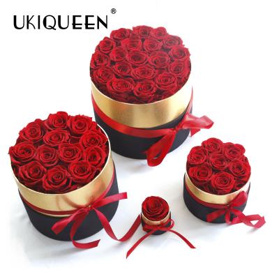 China Christmas gift UKIQUEEN valentines gift natural everlasting lasting flower preserved roses in box for sale