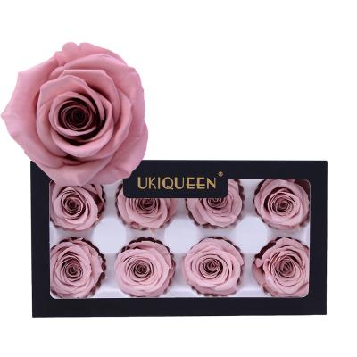 China Vlentines Day Culinan Flower Wedding Decoration Supply 4-5Cm Dark Purple Eternal Flower Preserved Forever Rose For Valentine Gift for sale