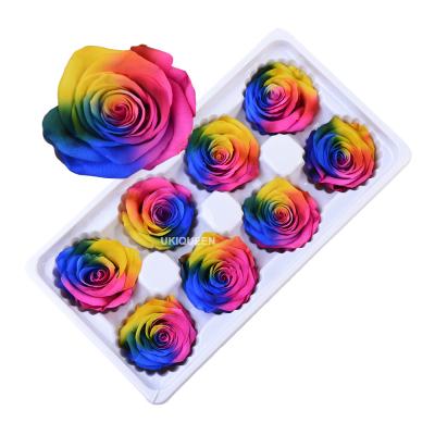 China Vlentines Day Culinan Factory Wholesale Supply 70 Colors 4-5Cm Preserved Pastel Rainbow Rose Everlasting Preserved Flower For Festival Day for sale