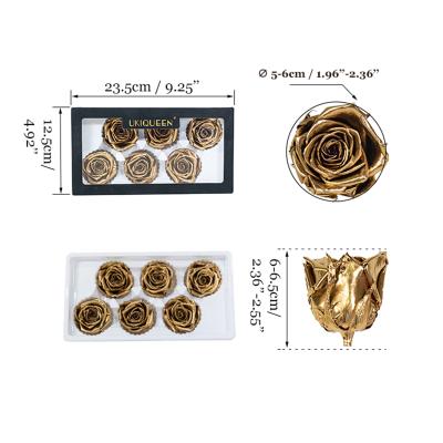 China Vlentines Day Real Plant XL 5-6cm (1.96In-2.36In) Flower Preserved Silver Gold Rose Preserved Rose Heads for sale