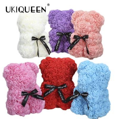 China Wholesale Luxury 25cm Rose Soap Flowers Foam Teddy Handmade Cute Rose Bear from Culinan in Gift Box for sale