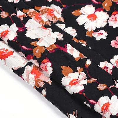 China Simple Custom Woven Sublimation Tropical Style Printed 100% Rayon Challie Flower Fabric for sale