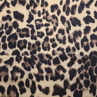 China Simple Chinese Fashion Leopard Challis Print Custom Online Stock Cotton Brocade Fabric for sale