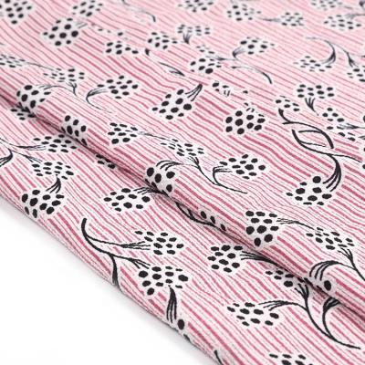 China Memory China Factory Stocked Small Flowers Printed Woven Polyester Bubble Crepe Fabric for sale