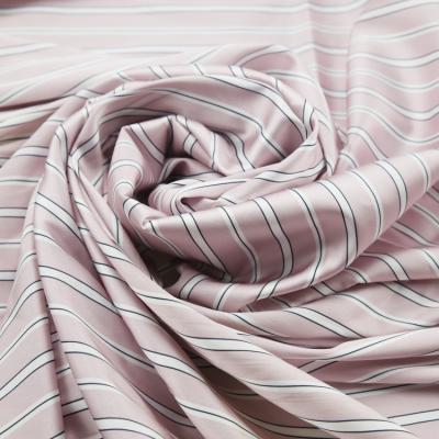 China High quality China poly memory african luxury dark pink shiny stripe polyester satin fabric for garment for sale