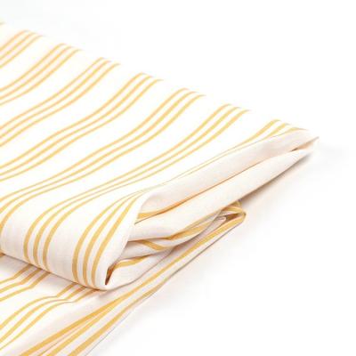 China Fast delivery banged stripe line woven yarn dyed yellow white stripe cotton polyester fabric for garment for sale