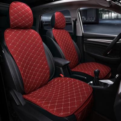 China Luxury Border Canvas Car Cushion Cool Business/Summer Cushion With Backrest One-Piece Quilted Universal Seasonal Cushion Embroidered Car for sale