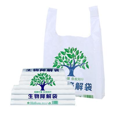 China BIODEGRADABLE eco-friendly biodegradable plastic shopping bag vest handle reusable food plastic packaging bag for sale