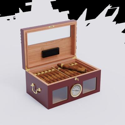 China Handmade Custom Logo Cedar Mahogany Coaming Wooden Cigar Humidor Cabinet Cigar Humidor for sale