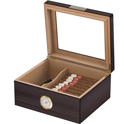 China 25-50 cigars logo handmade custom cigar cabinet humidor large cigar humidor box with hygrometer for sale