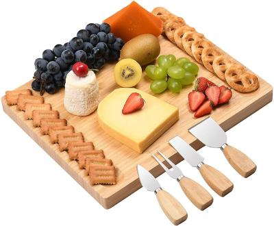 China Bamboo Double Side Cheese Board Sustainable Wood Tray Charcuterie Bamboo Cutting Board For Birthday Wedding Anniversary for sale