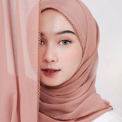 China Wholesale High Quality Simple Edge Color Sacrf Daily Life Low Price Chiffon Quilting Chiffon Hijab for sale