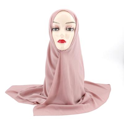 China New Custom Made Plain Dyed Style Tudung Plain Hijab Fold Chiffon Pleat Crepe Eyelash Shawl Hijab For Women for sale