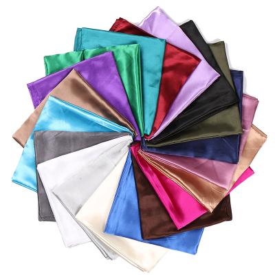 China Hot Product Fashion Solid Color Square Scarf Women 90*90cm 100% Satin Silk Muslim Simple Hijab for sale