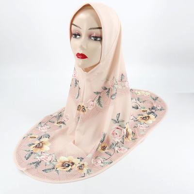 China Latest Breathable Design Digital Printing Good Stitsh Flower Parent Child Fit Hijab Scarf Women Turban Hijab for sale