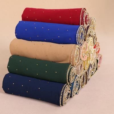 China Rhinestone Style LONG Drill Women's Ironing Muslim Chiffon Hijab Scarf Luxury Ethnic Wholesale Plain for sale