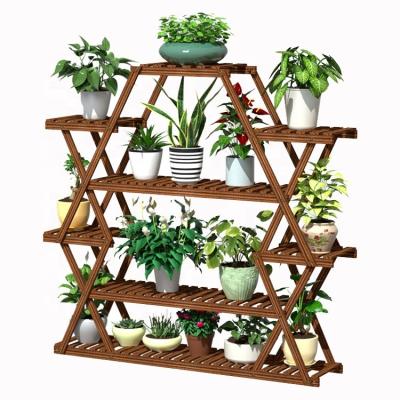 China Biumart Modern Multi Layer Plant Stand Flower Solid Wood Pot Holder for sale