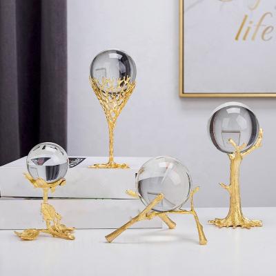 China Biumart Hotselling Gold Table Modern Nordic Home Decor Deer Interior Decorations Accessories Luxury Crystal Ball Interior Pieces for sale