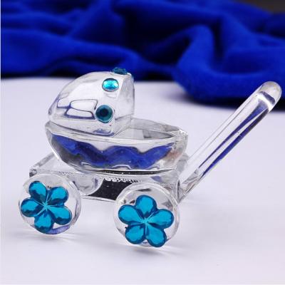 China Crystal Biumart Amazon Hot Sale Crystal Baby Stroller Creative Decoration Blue for Wedding Favors or Baby Shower Gifts for sale