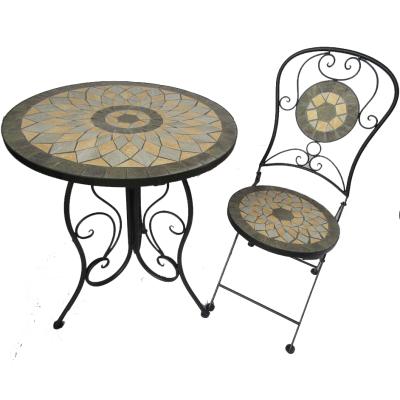 China Modern Round Mosaic Metal Table Folded Steel Table Rotari Table for sale