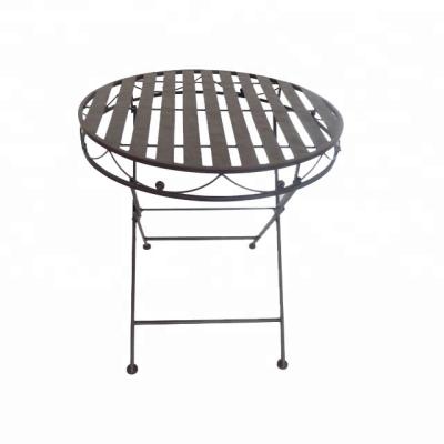 China Modern Classic Hand Painted Brown Metal Patio Folding Garden Furniture Bistro Set Steel Round 70 Estate for sale