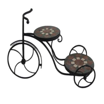 China Europe 2 Row Good Shape Bicycle Flower Stand Mosaic Flower Art Bicycle Flower Stand for sale