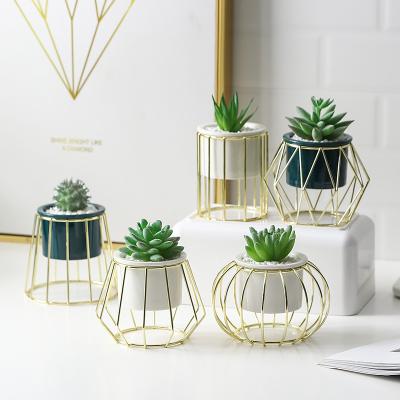 China Newart Gold Modern Indoor Small Holder Around Bulk Ceramic Flower Pots for sale