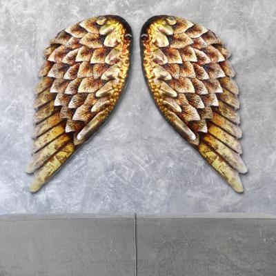 China Newart CLASSIC Gold Angel Wings Wall Art Decorative Metal 3d Sculpture For Kids Bed Living Room Decor for sale