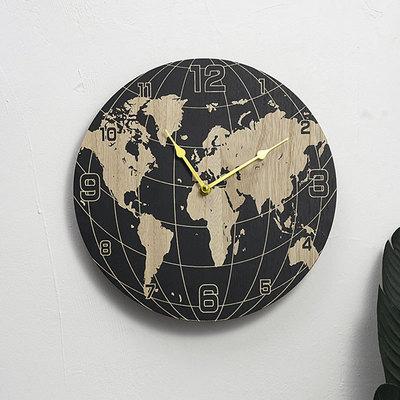 China Wholesale Nordic Wood Art Radio Newart 12 Inch Digital World Map Wall Clock For Home Decoration for sale