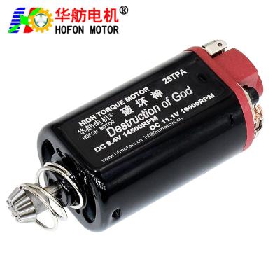 China Hofon HF480WA-28TPA Short shaft High Torque 11.1V 19000RPM DC Carbon brush Motor for AEG Gel Blaster Ver.3 Gearbox for sale