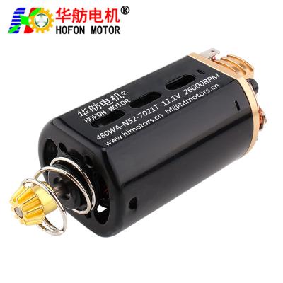 China Hofon HF480WA-N52-7021T Short shaft High Torque 11.1V 26000RPM DC Carbon brush Motor for AEG Gel Blaster Ver.3 Gearbox for sale