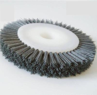 China 600mm dupond high quality aluminum oxide cleaning abrasive brush bristle circular steel wire nylon brush wheel for sale