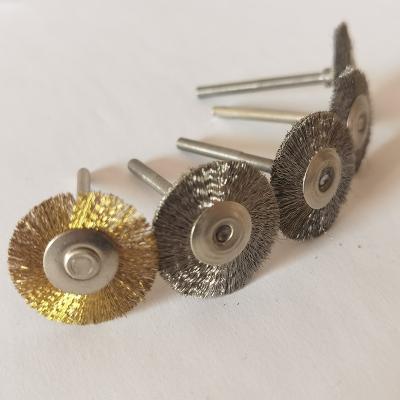 China Customized Brass Crimped Stainless Steel Metal Cleaning Brush With Shaft For Cleaning And Polishing for sale