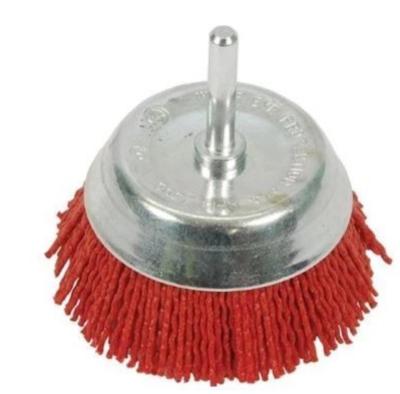 China 75mm Filament Cleaning Rotary Nylon Abrasive Grit 240 Wire Cup Brush Car Drill Cleaning Tools with 6mm Shaft for sale