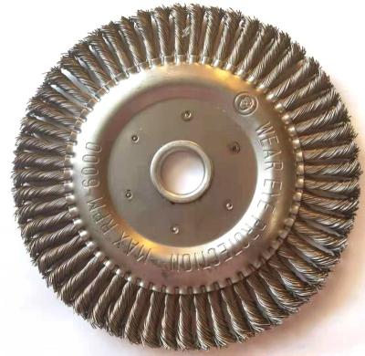 China Steel/stainless steel qualiy high 7inch twist knotted stainless steel wire wheel brush twist wire wheel brush for sale