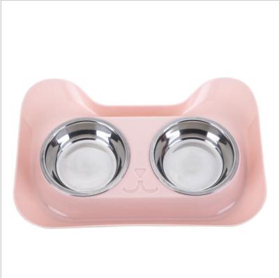 China Sustainable Dog Rolls Stainless Steel Water And Food Feeder With Non Spill Resistant Silicone Mat For Pets Raised Cat Bowl for sale