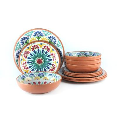 China Eco Sustainable Biodegradable Dinner Plates Dinnerware Sets Plates Electroplate Printing Melamine Dinner Platess Dinnerware for sale