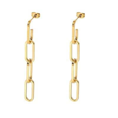 China 2021 Wholesale Romantic Chain Drop Plated Chandelier Stud Women's Fashion 18K Jewerly Gold Long Earrings for sale