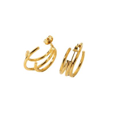 China 2021 Wholesale Fashion Romantic Minimalist 18K Gold Plated Drop Crossover Chunky Circle C Shape Circle Earrings for sale