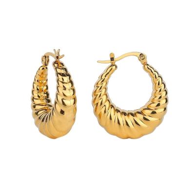 China 2021 Romantic Wholesale Women Fashion Huggie Stud Plated 18K Gold Twisted Crescent Circle Earrings for sale