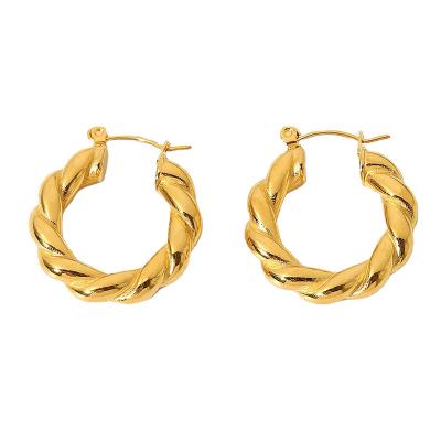 China 2021 Wholesale C-Shape Circle Jewelry Women's Small Romantic Minimalist Gold Rope Twisted Earrings for sale