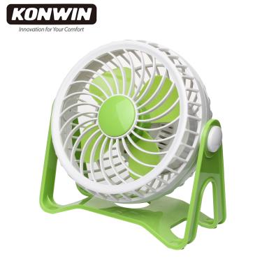 China 5V DC Input Optional or 5V USB Output KONWIN 5 Inch Mini Fan Rechargeable DC Oscillating 2 Speeds with LED Portable Tabletop Fan RCF-8305 for sale