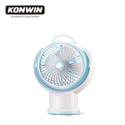 China Hotel KONWIN Rechargeable 7 Inch Mini Fan D.C. Oscillating With Led Hot Selling Portable Tabletop Fan RCF-8207 for sale